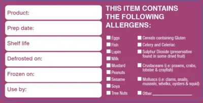 50x100mm Removable Product/ Allergen Label (500)