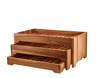 GenWare Acacia Wood 3 Tier Display Stand GN 1/1
