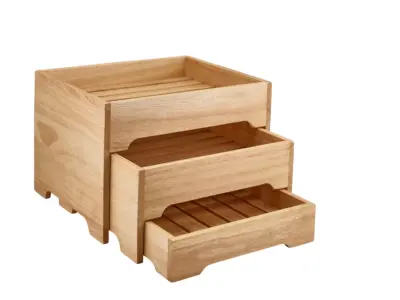 GenWare FSC 100% Hevea Wood 3 Tier Display Stand GN 1/2