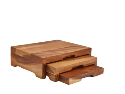 GenWare Acacia Wood Stepped Display Stand GN 1/2