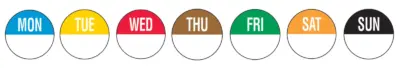 19mm Removable Day of the Week Labels 7 Days (7 X 1000)