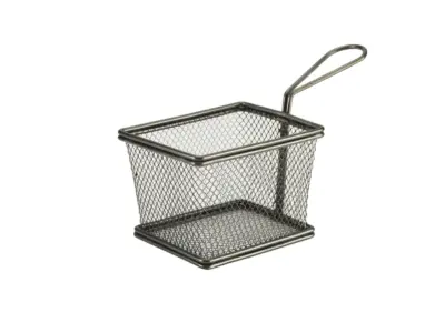 Black Serving Fry Basket Rectangular 12.5 x 10 x 8.5cm