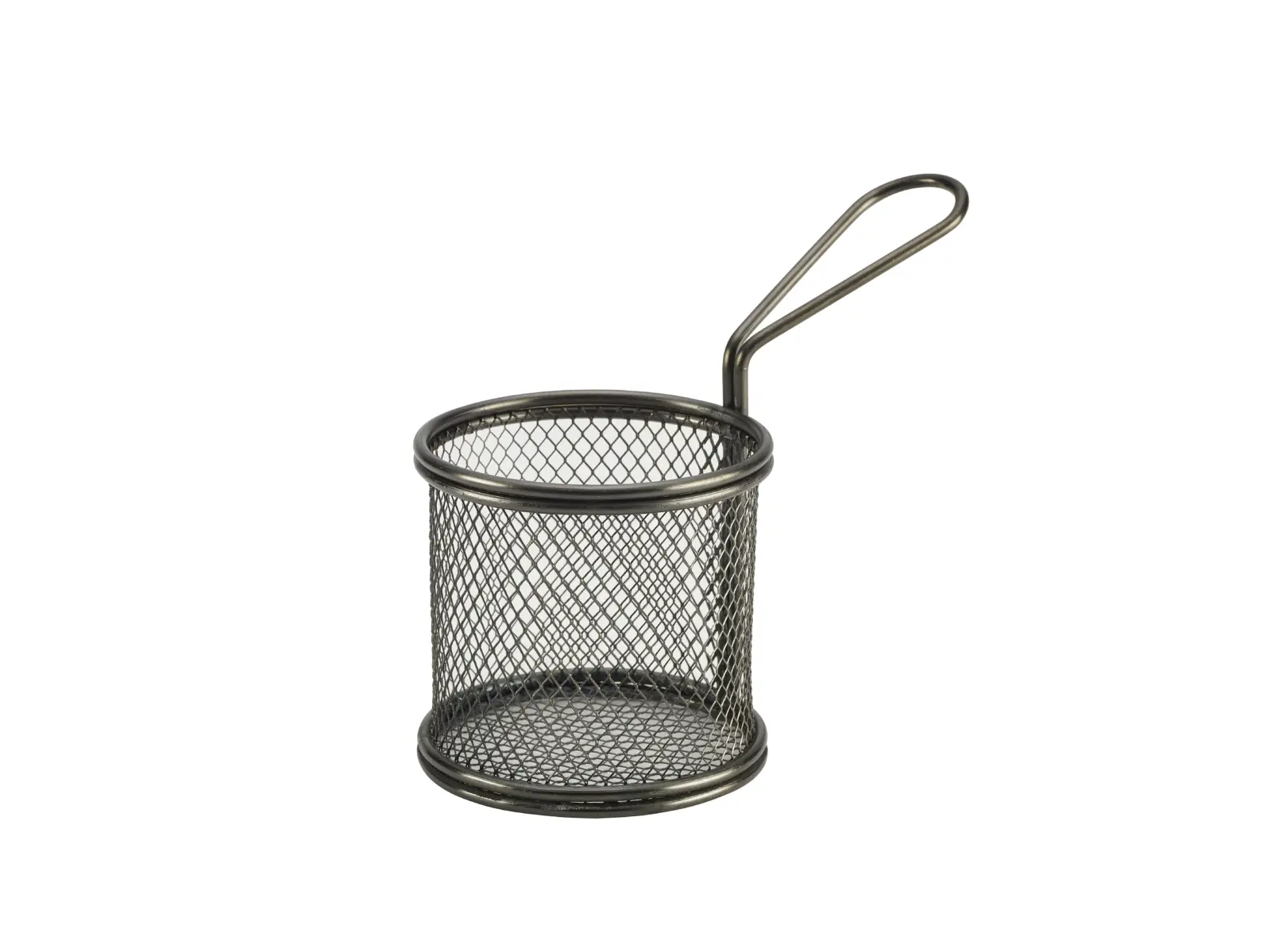 Black Serving Fry Basket Round 9.3 x 9cm