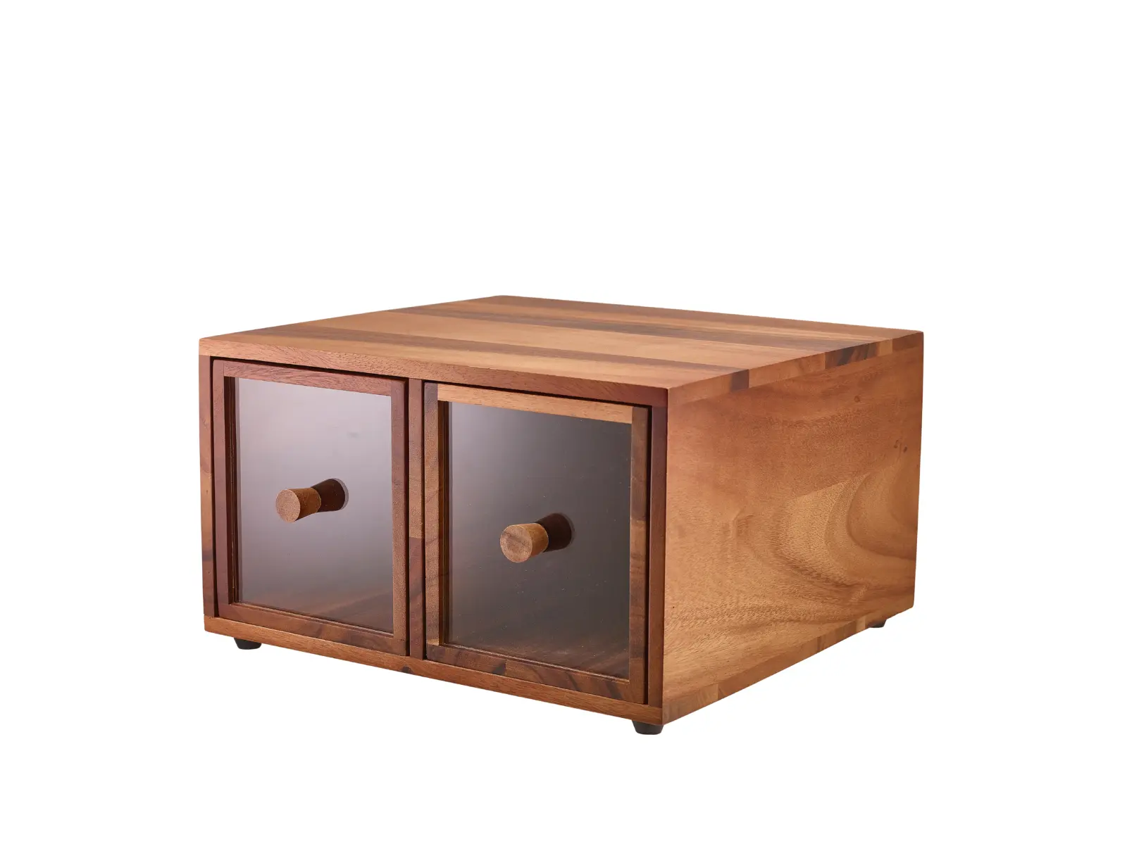 GenWare Acacia Wood Double Bread Box
