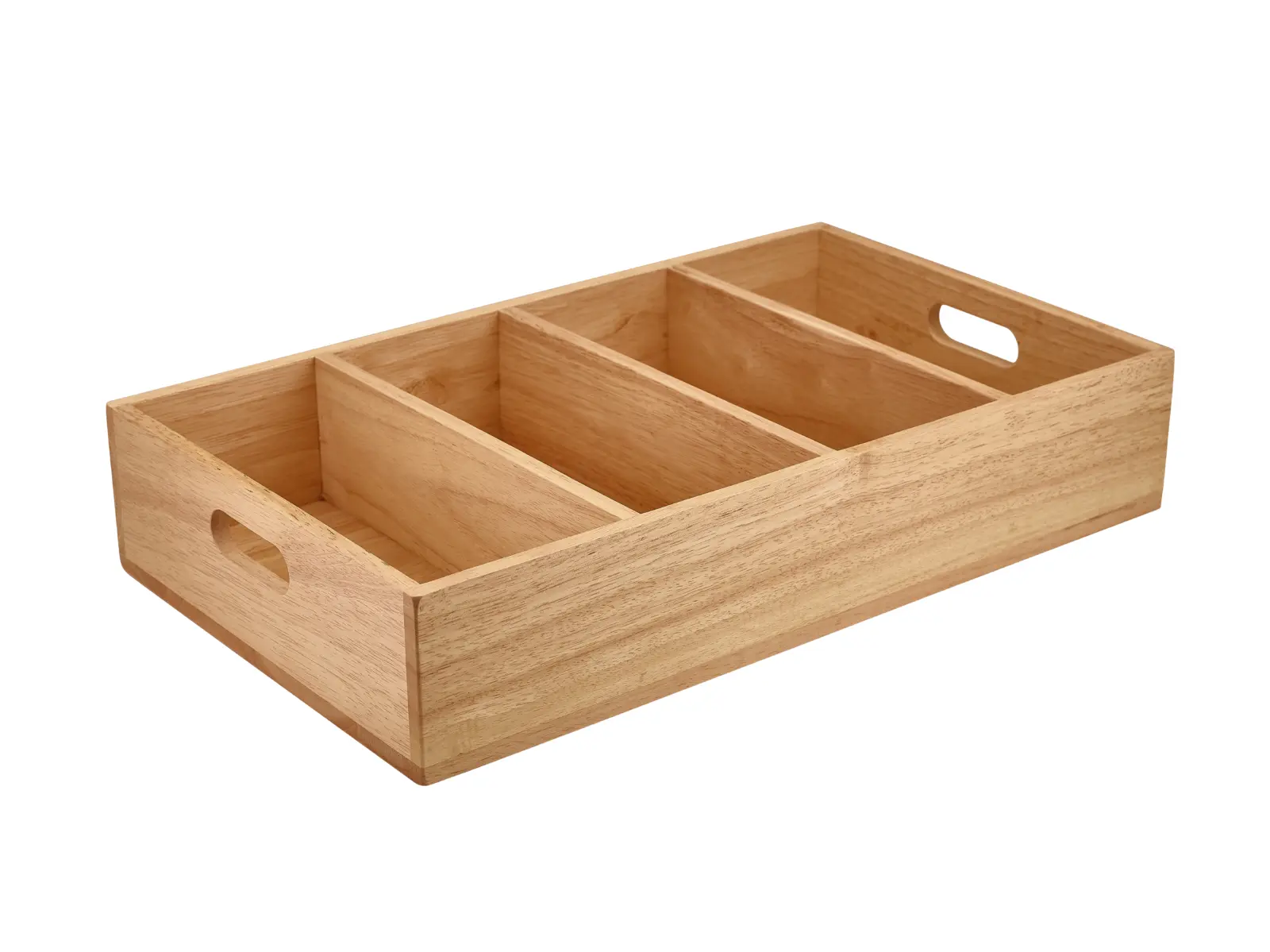 GenWare FSC 100% Hevea Wood 4 Compartment Cutlery Tray