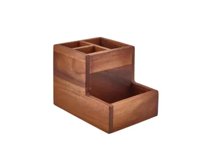 GenWare Acacia Wood 4 Compartment Table Caddy