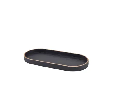 GenWare Oval Black Wood Veneer Tray 35 x 16.5cm
